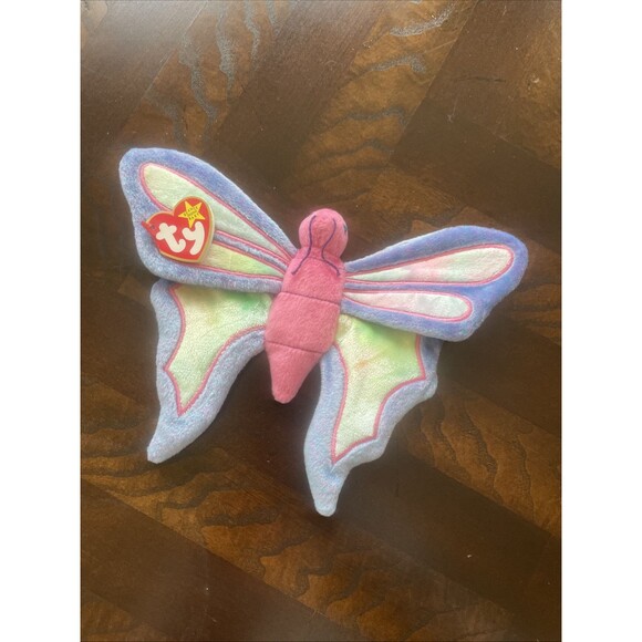 TY Beanie Babie Flitter the Butterfly Plush Toy - Pink/Purple - Picture 11 of 11